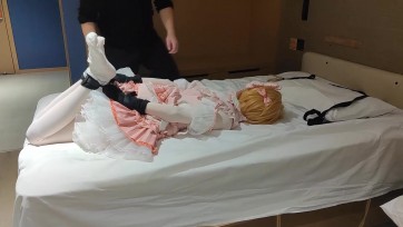 【鬼识】伪娘白丝Lolita 皮铐驷马/椅缚分腿固定 TK震动