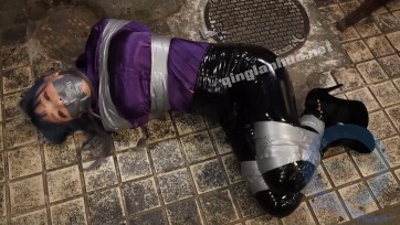 【Made in Japan】Detective Yui humiliated in tight tape bondage, stuffed mouth and gagged by her ne