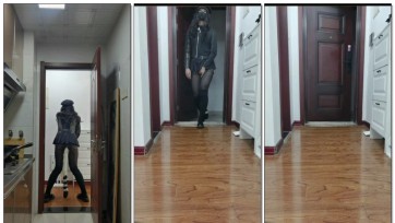 【hx0532】长靴黑丝小母狗的几次取外卖经历~~插着尾巴的小母狗被外卖员撞到会怎么样呢~黑丝＋长靴+项圈+露出+勾引+尾巴+肛塞