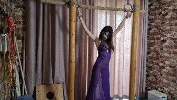 【束缘阁】绝色容颜的杨蕊 紫纱裙丁字裤固定