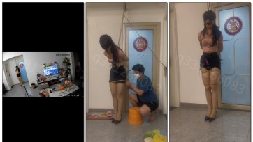 【欢乐谷原创】丫丫日式吊缚罚站，监控放置惩罚2小时