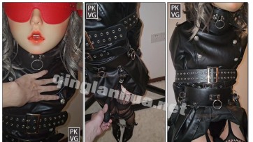 【流浪到世界尽头】《奴隶小M拘束合集》第九弹，娇小的大学学妹邪修记录，KIG头壳+网纹紧身衣+皮衣+高跟靴+镣铐装束缚放置观察调教