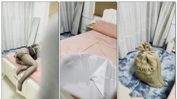 【金垚创作】豹纹黑丝，红底高跟，三重各种袋子，麻袋行李袋放置