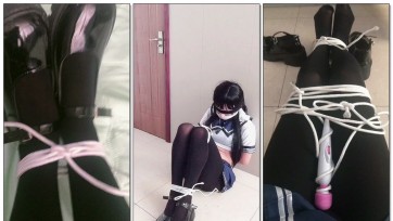 【yy酱】纯欲露脸新人二次元水手服，黑厚裤袜小皮鞋捆绑蒙眼堵嘴！最后震D棒强制GC！长相不错声音超好听！
