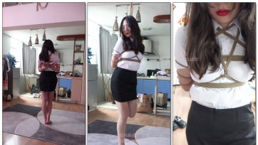 【子衿原创】妍如五花单腿吊绑，小姐姐第一次体验被绑直夸绑的好看，还挺符合口味