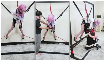 【糖糖工作室】（双贱奴重口电击实录）吊缚充气口塞爆嘴狂扭 + 跪舔深喉，两人同步被震到喷射崩溃